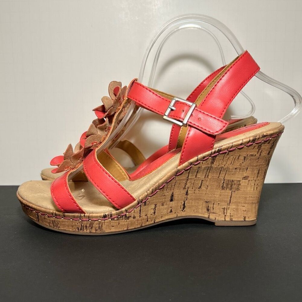 Womens B.O.C. Born Concept Evita Coral Pink Wedge Sandals / Size 10 Medium - Picture 3 of 8